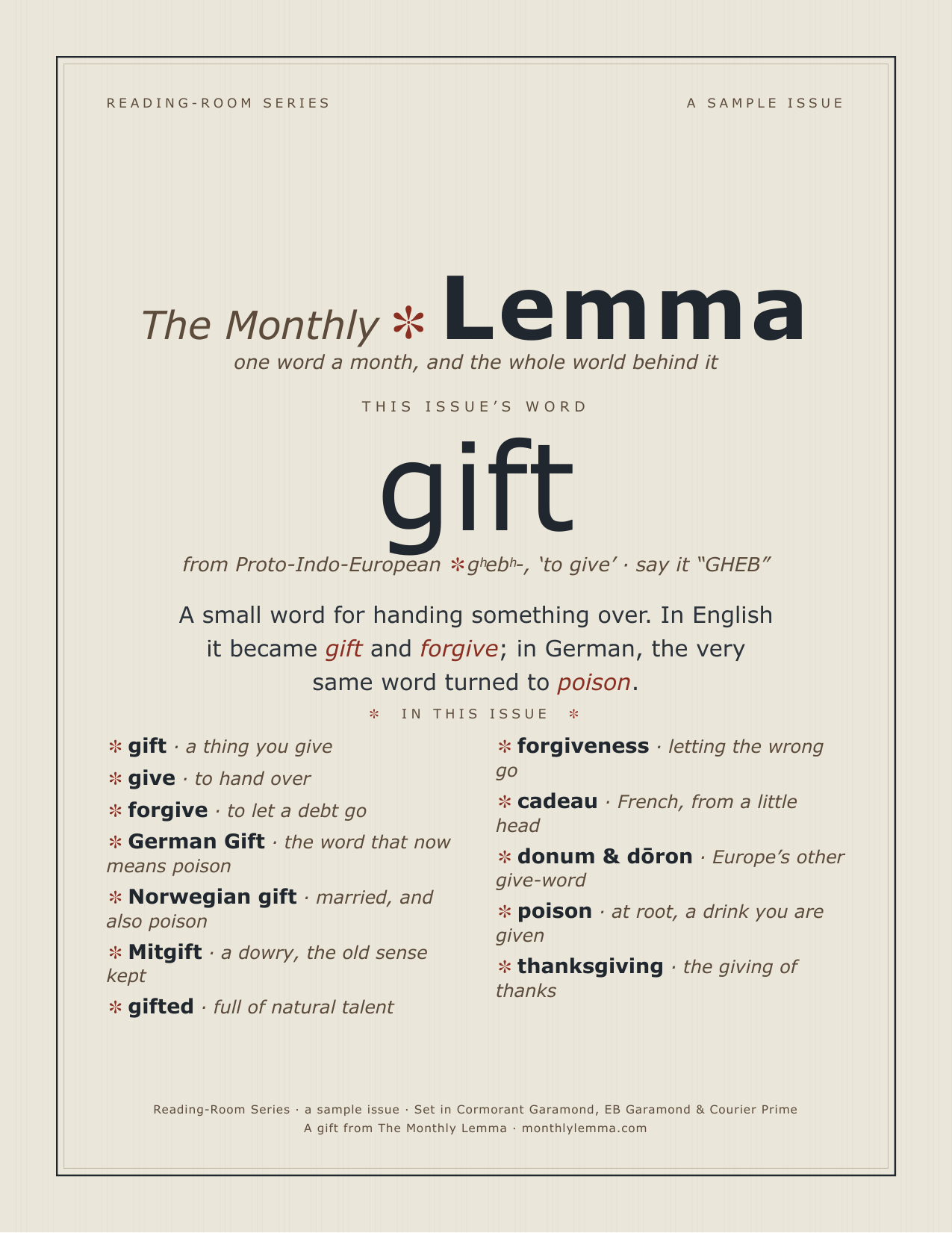 The Monthly Lemma sample, page 1